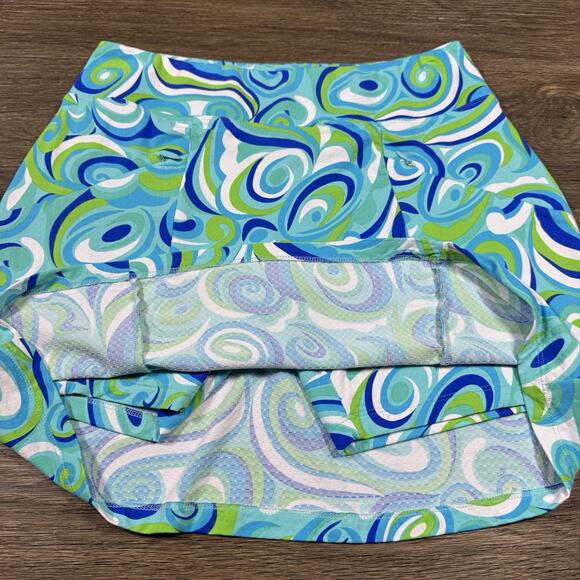 IBKUL Emma Turquoise Multicolor Geometric Print Skort UPF 50 Skirt Size S - Picture 6 of 11